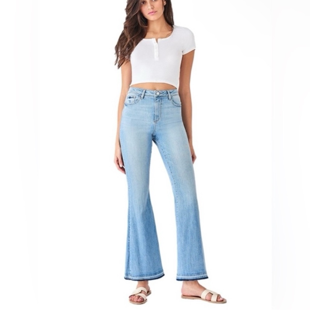 Dl1961 Rachel High Rise Bell Botton Blue Flare Jean In Topanga Size 31 Long